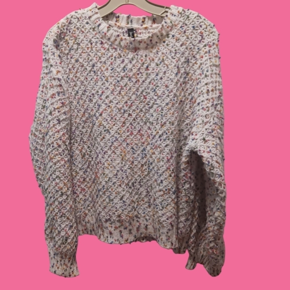 JustFashionNow Womens Confetti pattern Knit Sweater size Large
